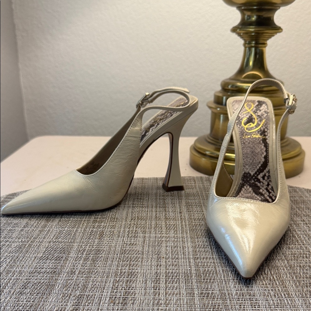 Sam Edelman Odette Cream Pointed Slingback Pumps